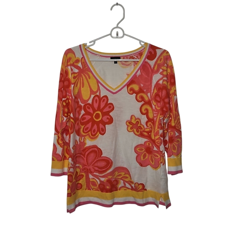 Talbots V-Neck Women's Floral Sweater Size Large